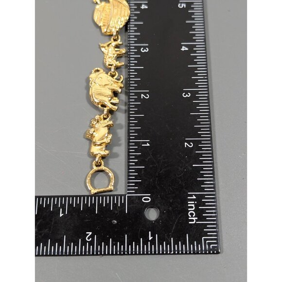 Premier Designs Noahs Ark Bracelet Gold Tone Chain Elephant Giraffe 6.5 in - Picture 9 of 9